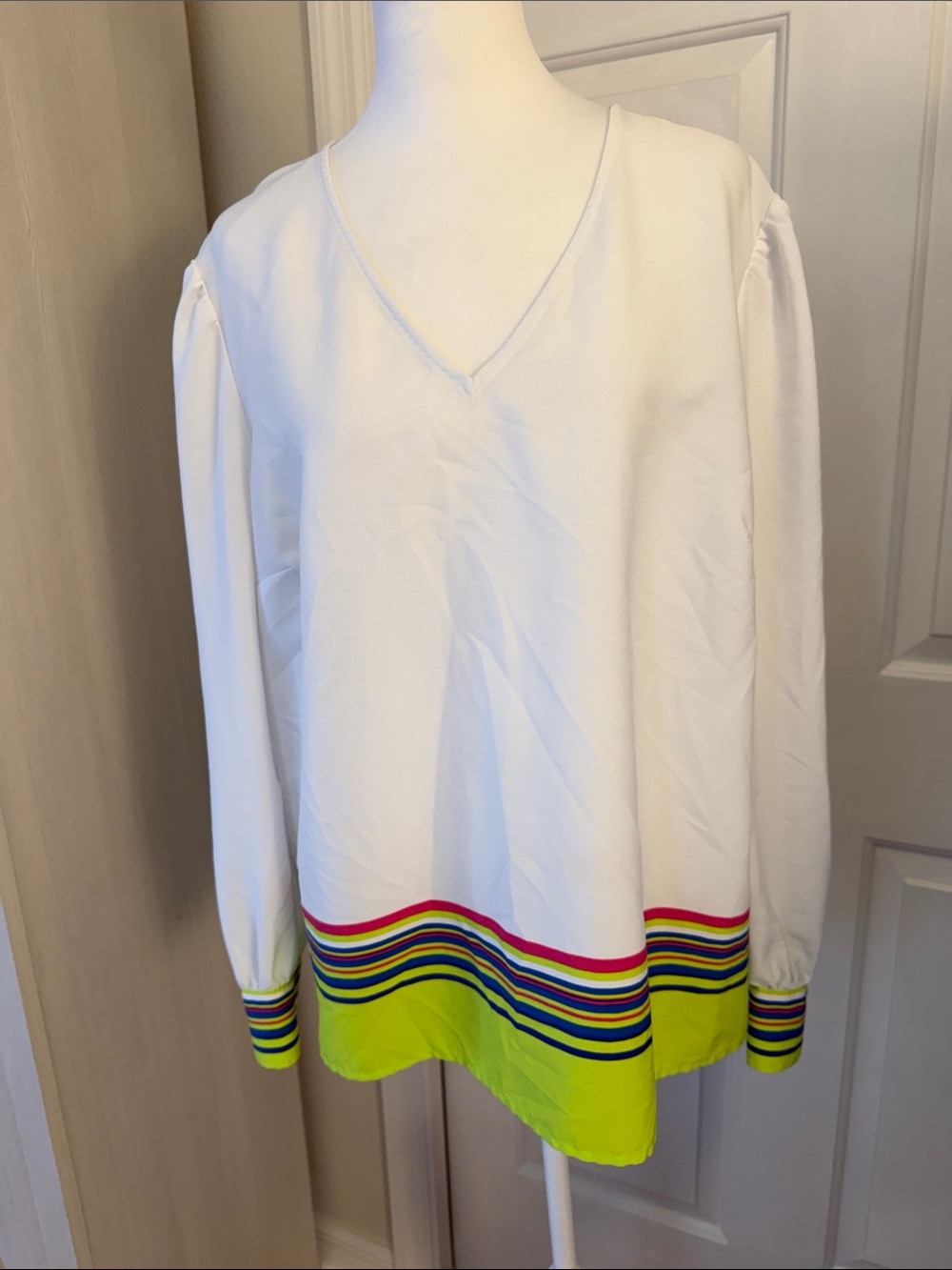 Riley & Rae "Maybelle" Front Striped Long-Sleeve Blouse SZ XL